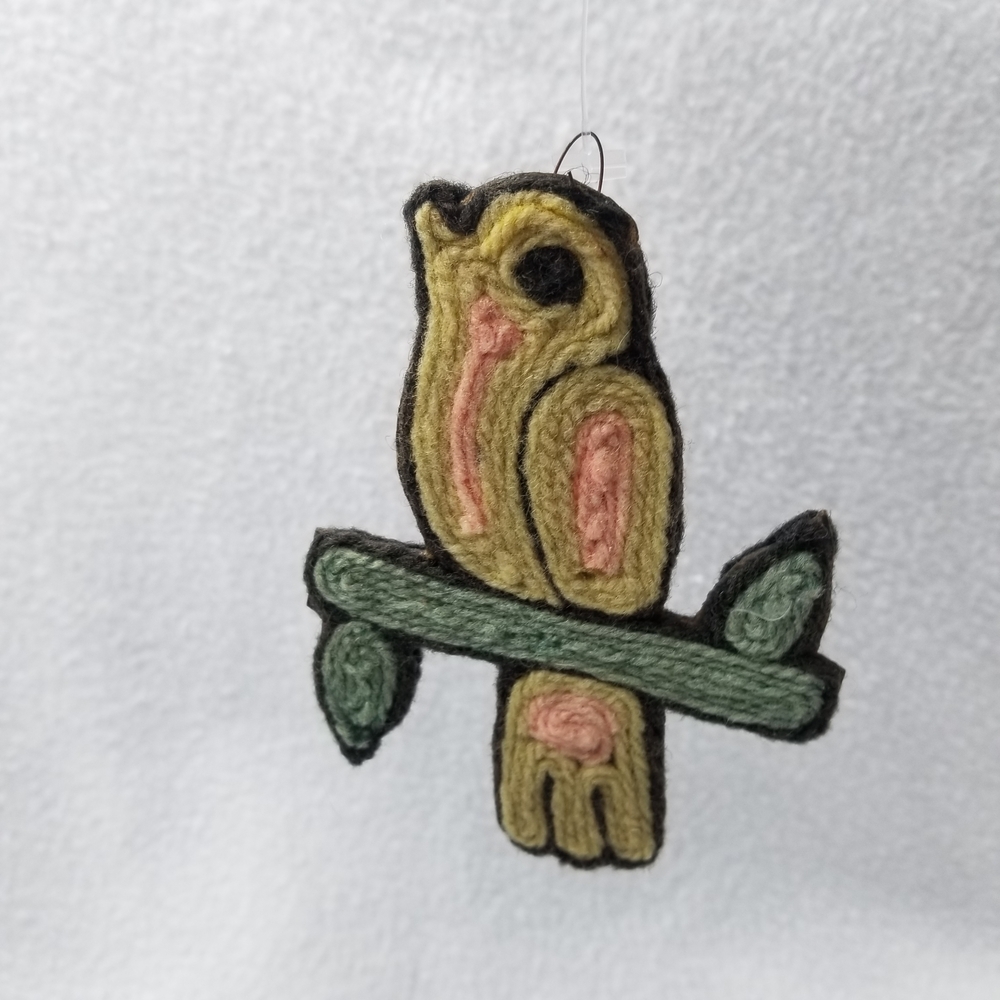 Colorful Bird Ornament Pair - Pink and Yellow - Picture 8 of 13